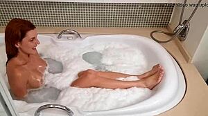 Ruivinha Shows Off in Jacuzzi and Sucks Black Stud