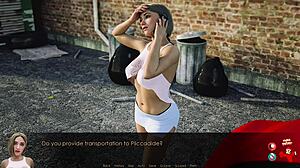 Blonde's Shaved Pussy Exposed in Outdoor Upskirt Game