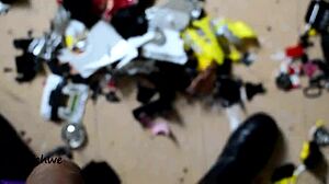 Crushing big cars with sexy boots in garage?