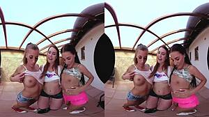 Three stunning babes turned table tennis into a wild European foursome.