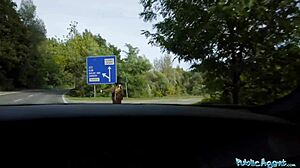 Public agent picks up big tits hitchhiker Nicole Rae for pov blowjob ride
