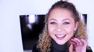 Bubbly intern Allie Addison gets horny with fingering and pussy allure in amateur masturbation