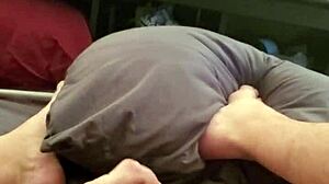 Small cock gets stroked with cum handjob