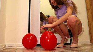 She Crushes Balloons with Her Heels in Homemade Fetish Video