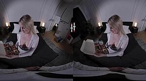 Blonde Boss Gives Handjob And Blowjob In Dark Room VR