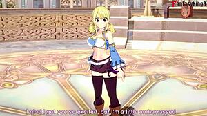 Lucy Heartfilia performs deepthroat sucking in Fairy Tail hentai