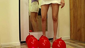 She Crushes Balloons with Her Heels in Homemade Fetish Video