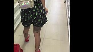 Milly Lacey Walks In Shopping With Vibrator In Her Ass!