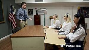 Big Dick Sharing Foursome In The Classroom With Coeds