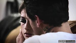 Petite Student Stepsis Gets Rough Pounding from Stepbro