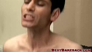 Man, this blond Latino gay dude barebacks his skinny lover after a hot blowjob session