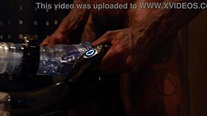 Muscular Bodybuilder Hallelujah Johnson Uses Fleshlight on Big Black Cock