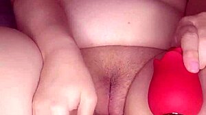 Chubby bbw uses toy to lick her pussy and cum hard