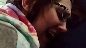 Husband fingers nerdy brunette wife's tight pussy and ass