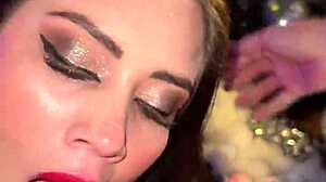 Bodybuilder gets public blowjob at birthday bash