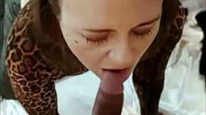 French amateur in leather pants and thong gets rimmed in doggystyle POV