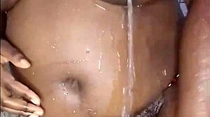 Black thick ebony woman fucks and dances in the shower
