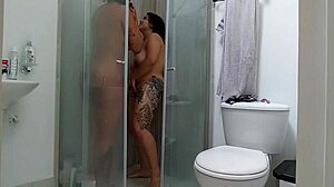 I followed my brunette neighbor into her shower in Medellin, Colombia, and things got steamy