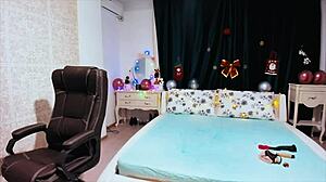 This cute little Asian girl is masturbating for you on webcam