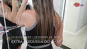 Cristina almeida shows off in market, cuckold husband films