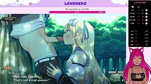 Vtuber Lewdneko Moans Through Big Tits Creampie in Hentai Dating Game