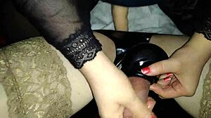 kinky amateurs play sex games with licking and handjob 😈