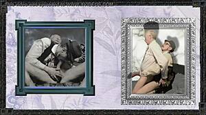 old daddy in costumes seduces with garter belt