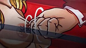 Horny secretary gets a call for vaginal insertion in cartoon