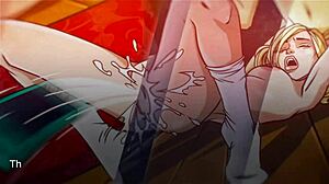 Horny secretary gets a call for vaginal insertion in cartoon