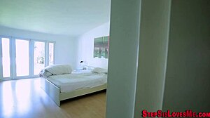 teen brunette stepsister appears in pov style with high definition amateur view. focus on her natural look.