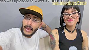 This beautiful tattooed girl gives me an incredible deepthroat blowjob to start her porn career