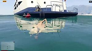 playing GTA V with nude mod installed, completing missions in story mode part 07.