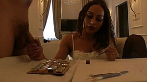 Brunette Milf Gives Handjob Leading To Cumshot