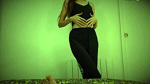 Skinny teen 18+ striptease with clothes ripped off