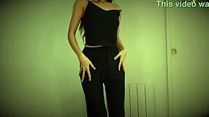 Skinny teen 18+ striptease with clothes ripped off