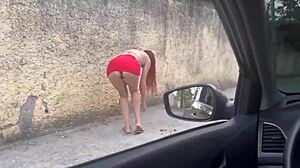 Hot Girl at Bus Stop Gives Public Masturbation Show