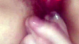 She Fingers Her Wet Pussy While I Use Gigantic Dildo on Her