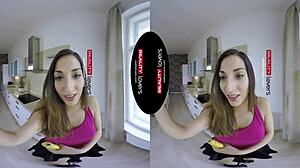 My Latina teen stepsister gets bent over for cunilingus and riding in VR.