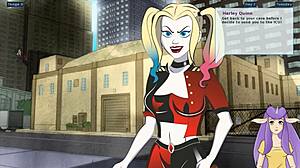 harley quinn gives blowjob and cumshot in hentai game