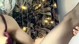 Siganjue asian lesbian masturbates wet pussy with vibrator, wearing sexy bra and crotchless stockings, so tempting, right?