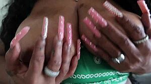 she bends over showing big tits and ass, guiding you casually to doggystyle fuck her latina curves until mutual cum