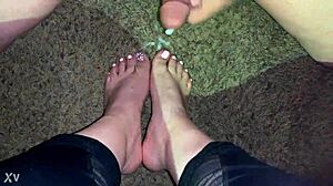Intense Cumshot On Amateur Latina Feet