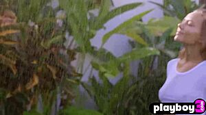 Oh man, this beautiful blonde milf model Katya Clover is showing off her perfect body while posing naked in the rain, ya know?