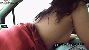 Beautiful teen 18+ gives handjob blowjob to stranger in public outdoor POV