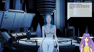 harley quinn gives blowjob and cumshot in hentai game