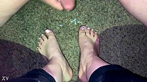 Intense Cumshot On Amateur Latina Feet