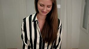 A tantly consultant demonstrates doll use with amateur blowjob on monster cock and big ass play