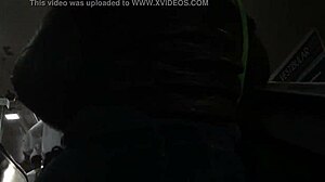 Hidden candid shot of chubby girl in brown nylon jacket on street