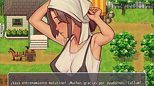 In the hentai game, instructor gives blowjob while fairy shows huge ass!