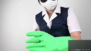 latex gloves handjob by sexy asian babe